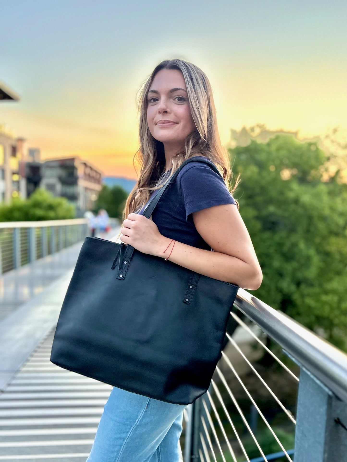 Full-Grain Leather Tote - Midnight Black