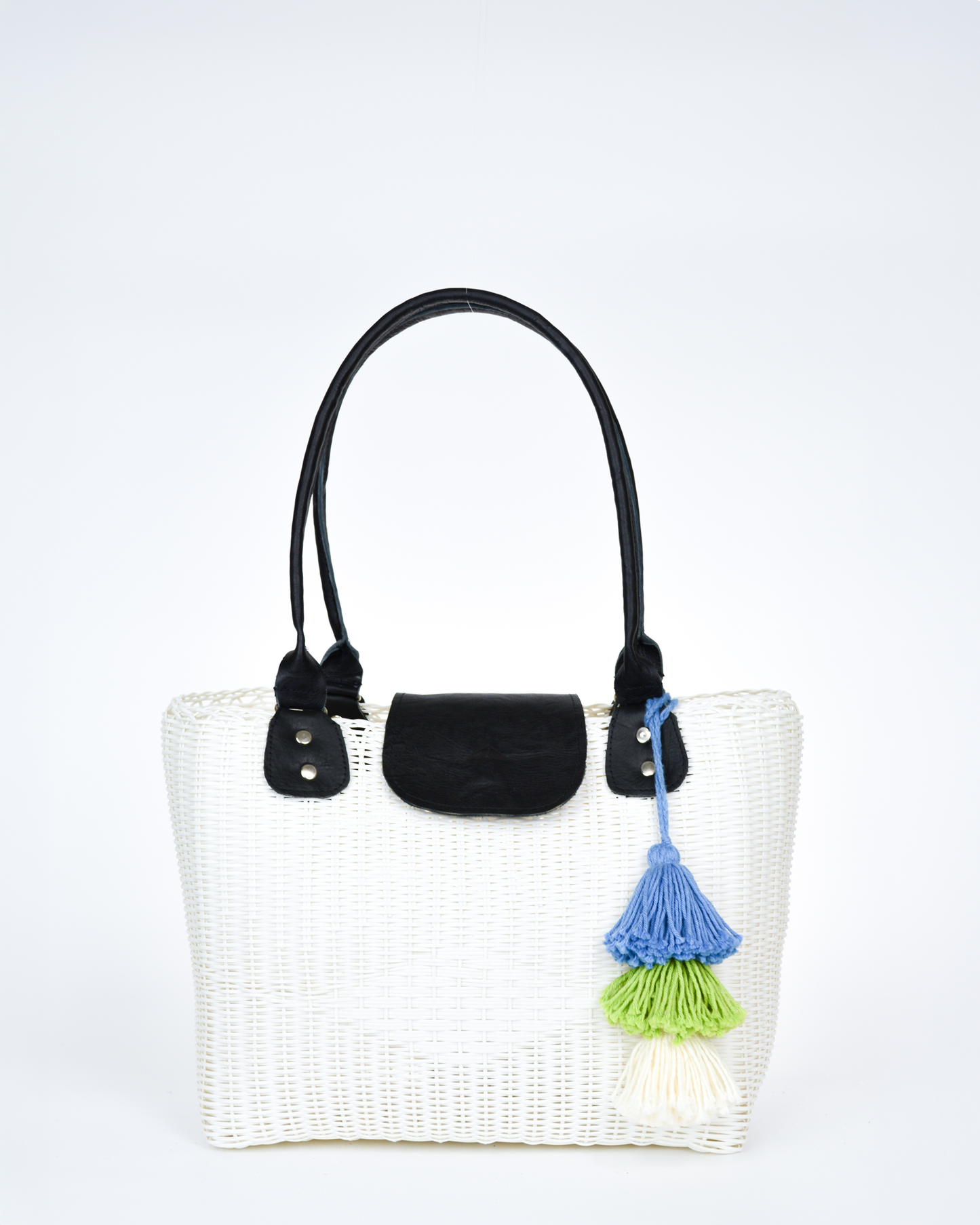 Woven Beach Collection - Large Tote w/ Black Leather Accent