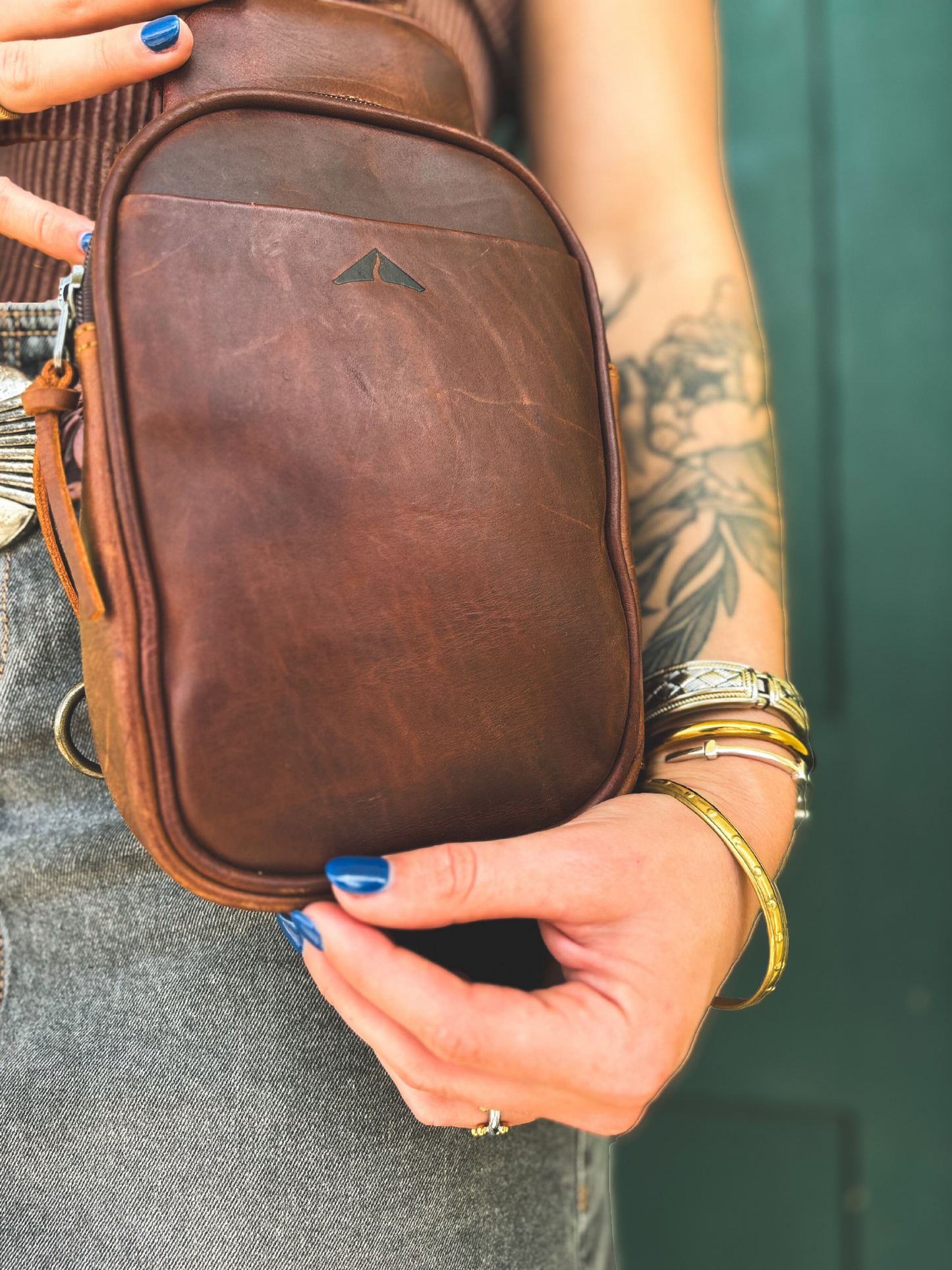 Leather Crossbody Pouch - Mocha